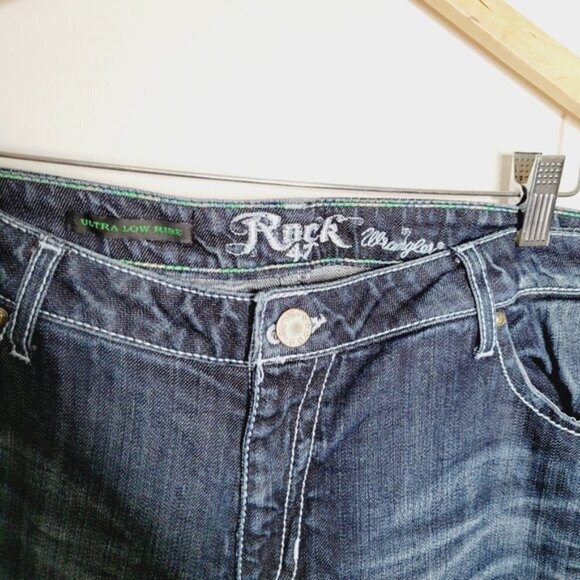 Wrangler Rock 47 Ultra Low Rise Dark Wash Jeans - Picture 5 of 8